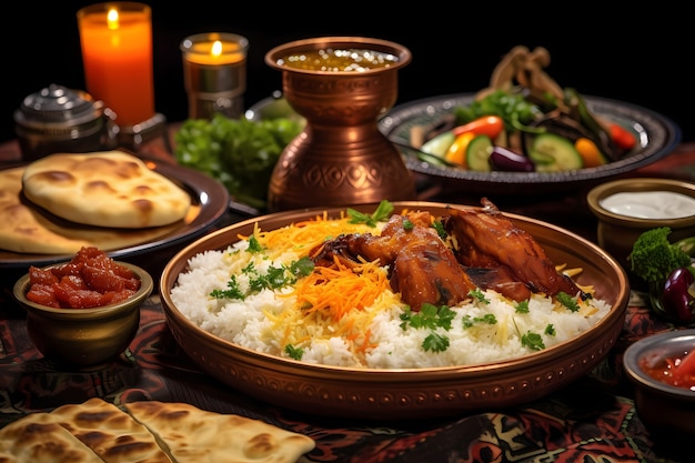 Free Photo close up on appetizing ramadan meal