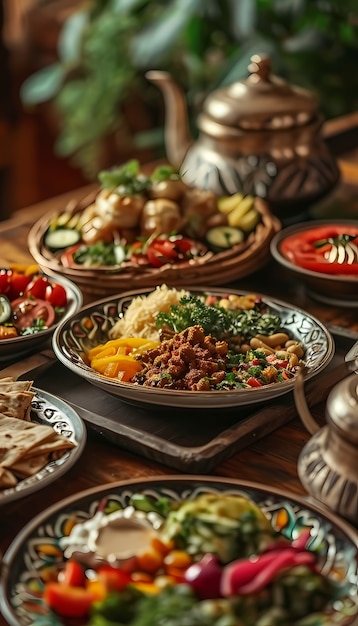 Free photo close up on appetizing ramadan meal