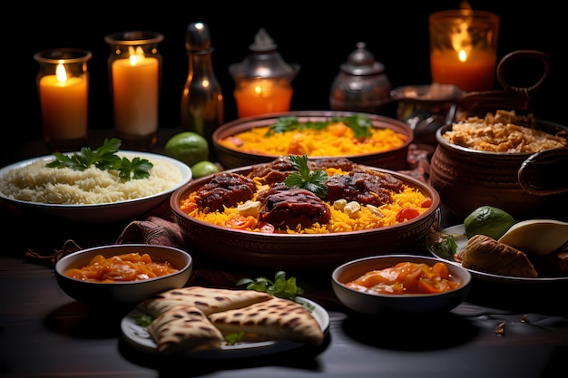 Free Photo close up on appetizing ramadan meal