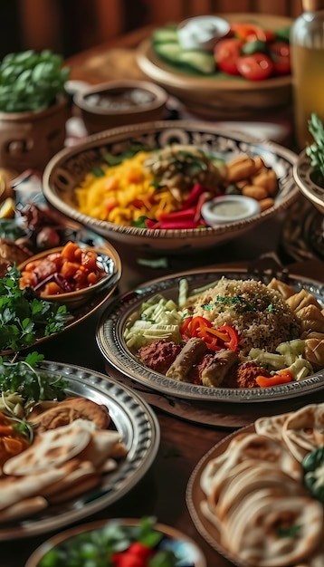 Free Photo close up on appetizing ramadan meal