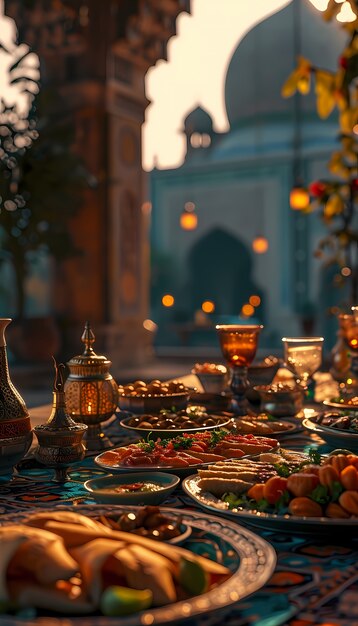 Close up on appetizing ramadan meal