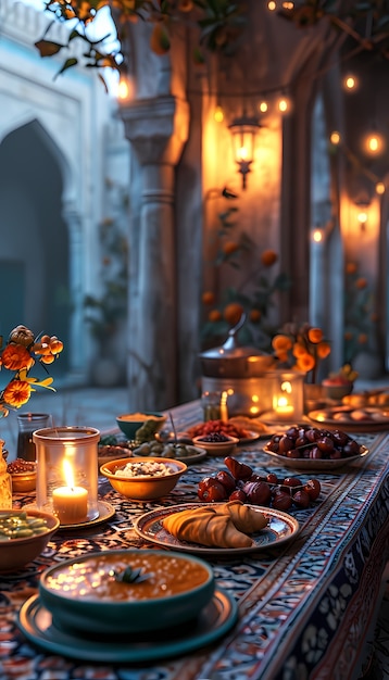 Free photo close up on appetizing ramadan meal