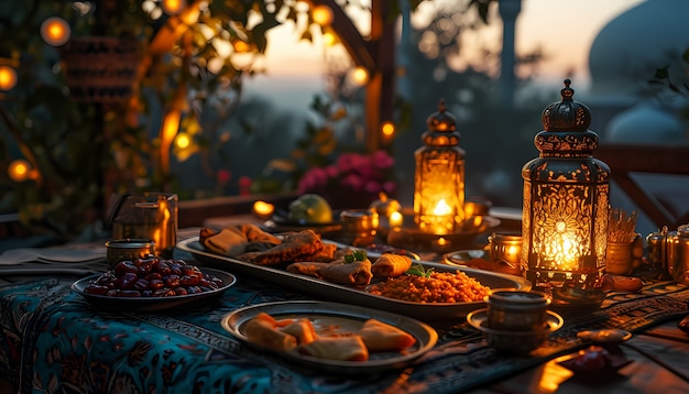 Close up on appetizing ramadan meal