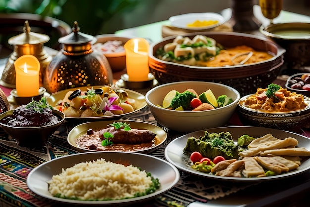 Close up on appetizing ramadan meal