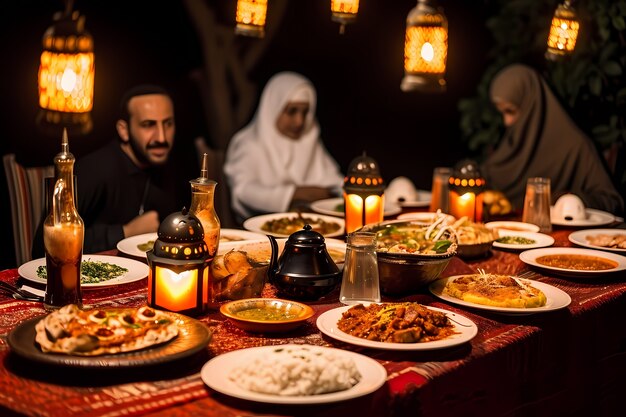 Close up on appetizing ramadan meal