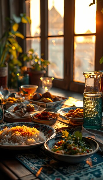 Close up on appetizing ramadan meal