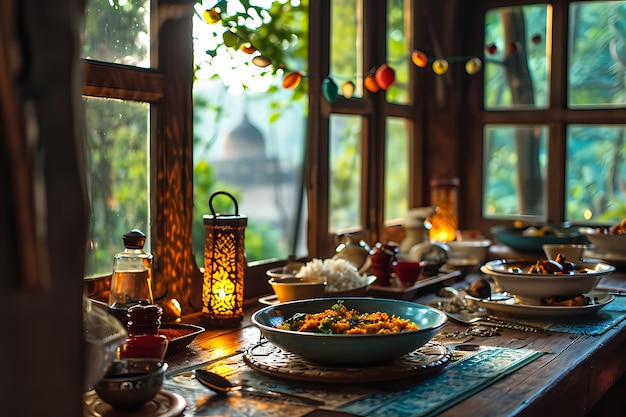 Close up on appetizing ramadan meal