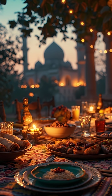 Close up on appetizing ramadan meal