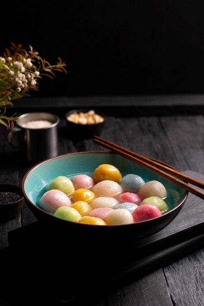 Free photo close up on appetizing tangyuan bowl