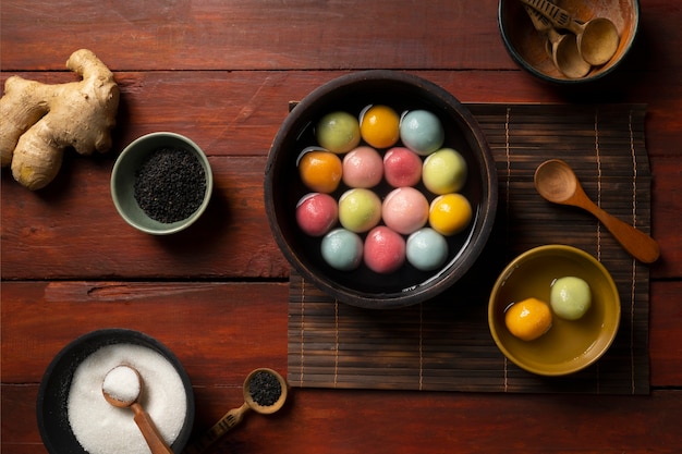 Free Photo close up on appetizing tangyuan bowl