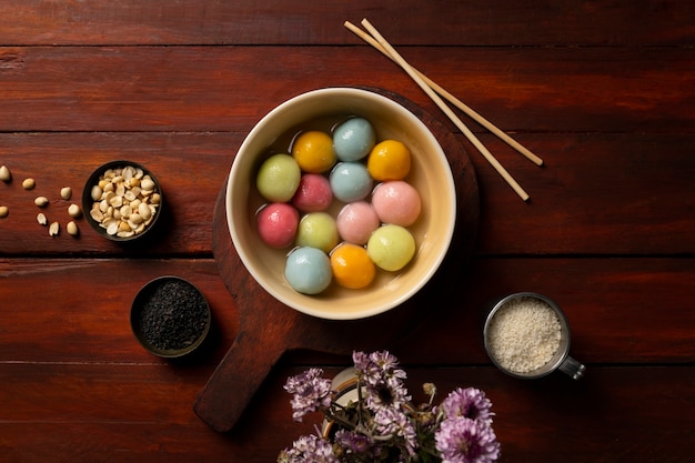 Free photo close up on appetizing tangyuan bowl