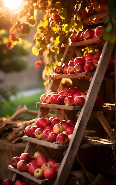 Free Photo close up on apple seasonal fruit for winter