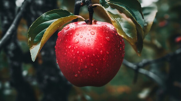 Close up apple in tree