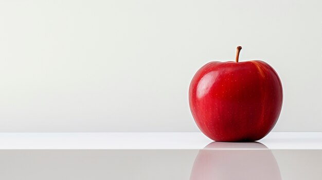 Close up on apple on white board