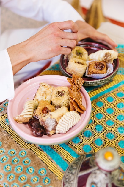 Close up of arab pastries