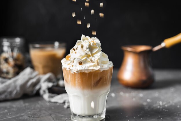 Close-up aromatic beverage with spices