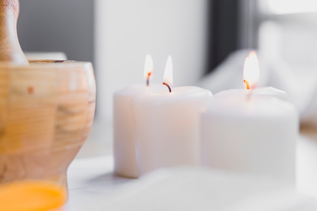 Free Photo close-up aromatic candles