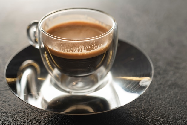 Close-up aromatic coffee on plate