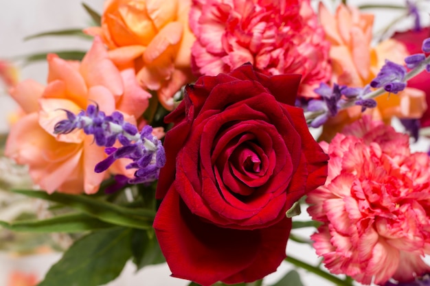 Close-up arrangement of pretty roses