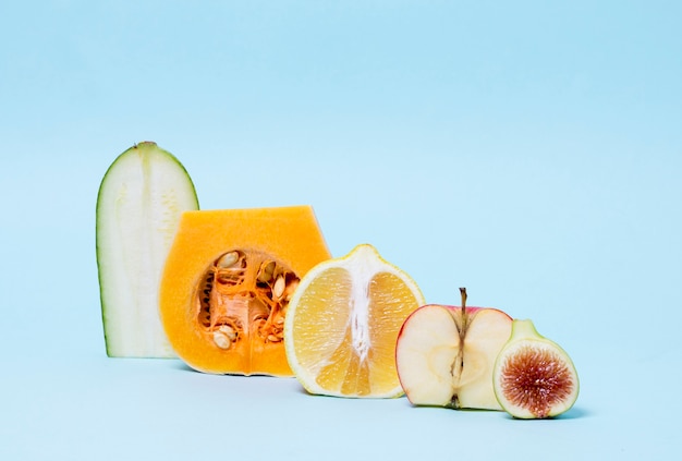 Close-up assortment of fruits and vegetables