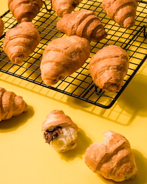 Close-up assortment of homemade croissants