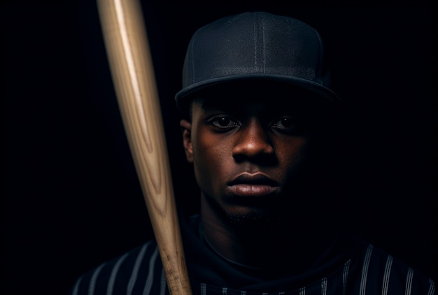 Close up on athlete playing baseball