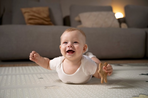 Free Photo close up on baby crawling and learning to walk