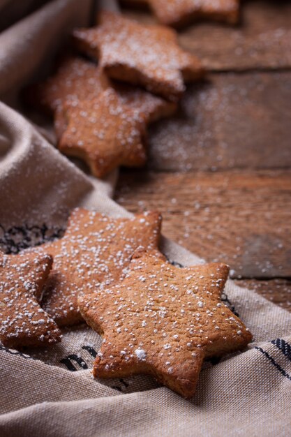 Close-up of baked christmas cookies