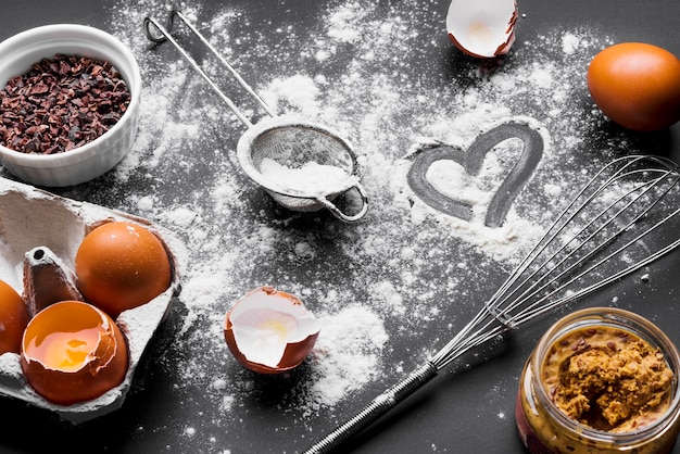 Close-up baking supplies on the table