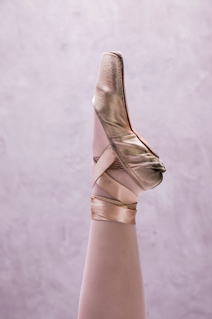 Close up ballerina pointe shoe