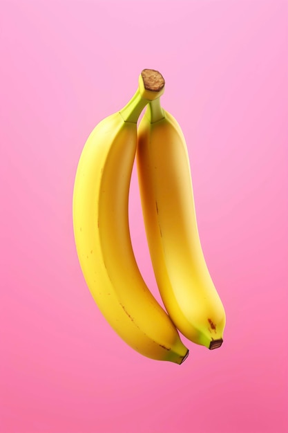 Free photo close up on banana on pink background