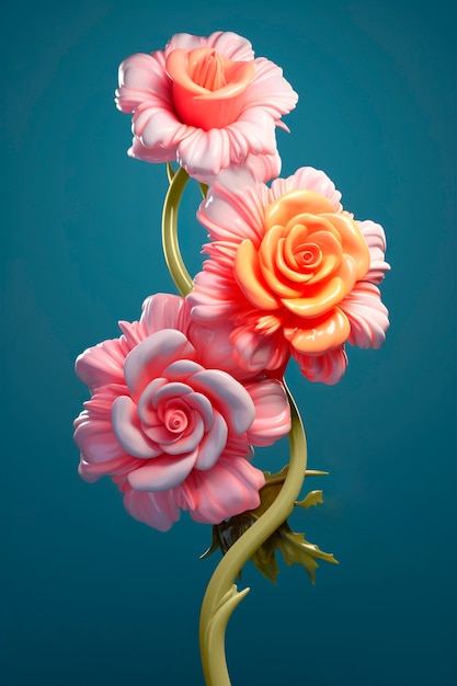 Close up on beautiful cartoon roses