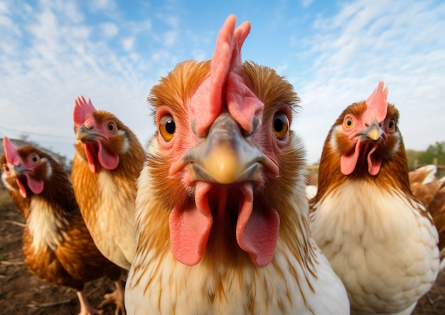 Free photo close up on beautiful chickens