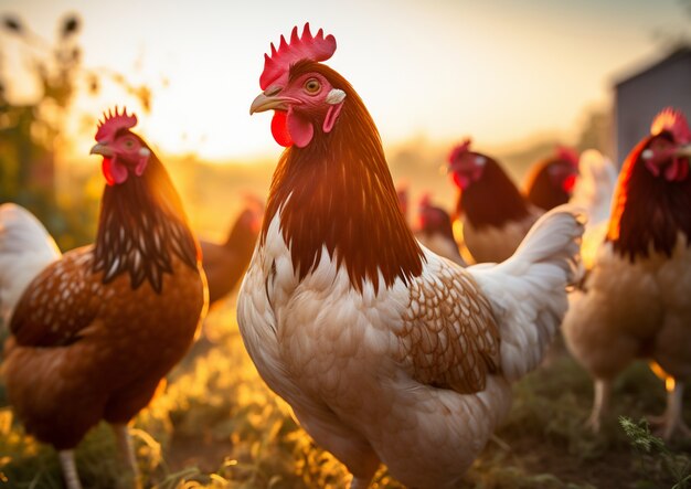 Close up on beautiful chickens