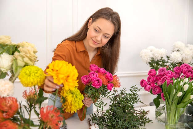 Close up on beautiful florist woman