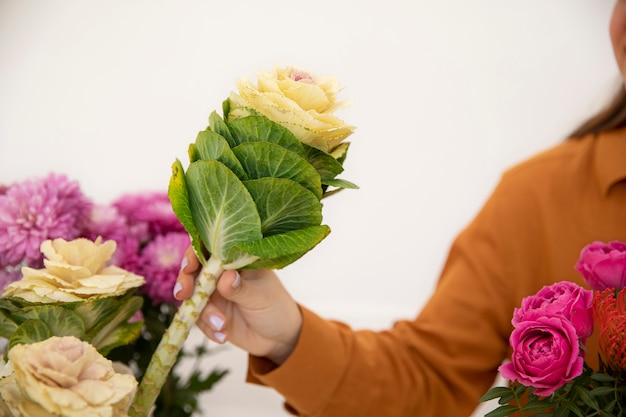 Close up on beautiful florist woman