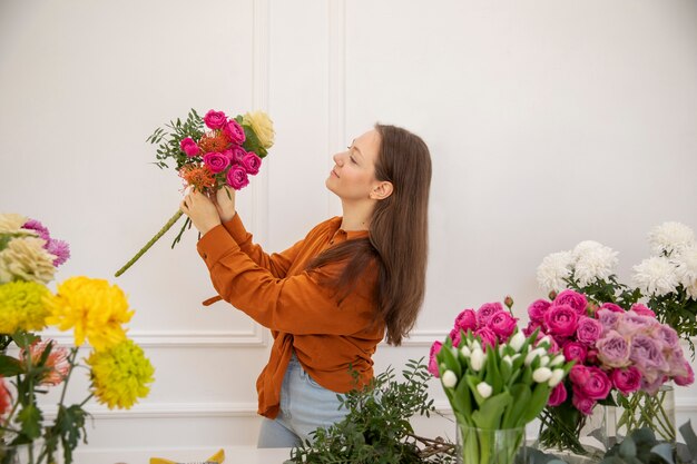 Close up on beautiful florist woman