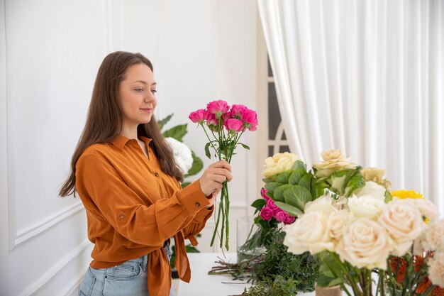 Close up on beautiful florist woman