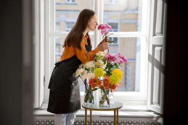 Close up on beautiful florist woman