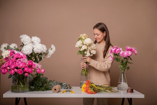 Close up on beautiful florist woman