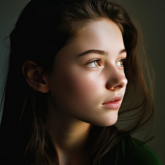 Close up on beautiful girl portrait