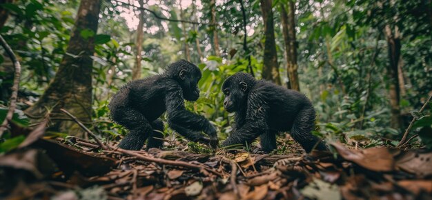 Close up on beautiful gorilla in the wild