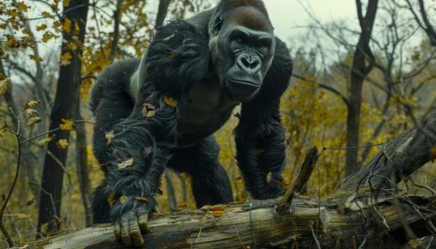 Close up on beautiful gorilla in the wild