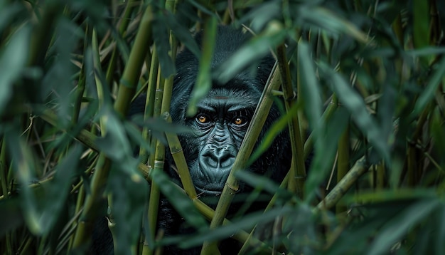 Free photo close up on beautiful gorilla in the wild