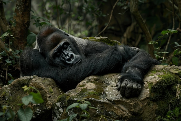 Free photo close up on beautiful gorilla in the wild