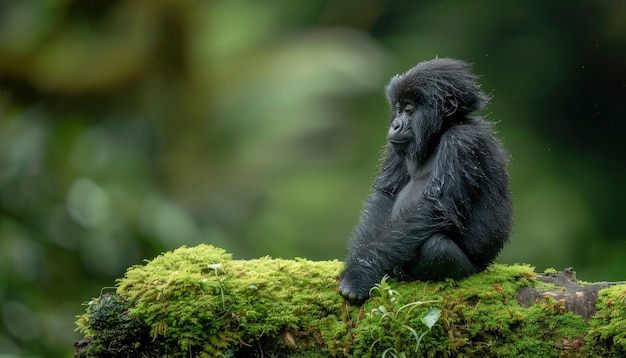 Close up on beautiful gorilla in the wild