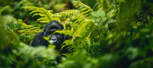 Free Photo close up on beautiful gorilla in the wild