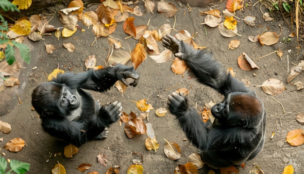 Free Photo close up on beautiful gorilla in the wild