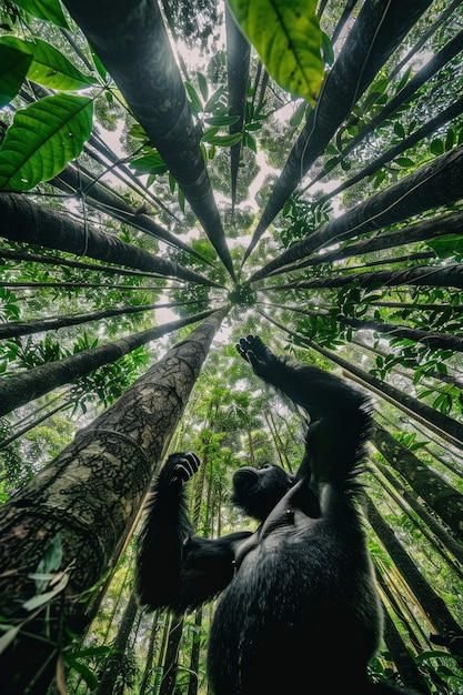 Free photo close up on beautiful gorilla in the wild