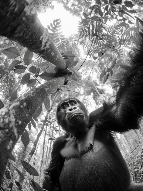 Free photo close up on beautiful gorilla in the wild